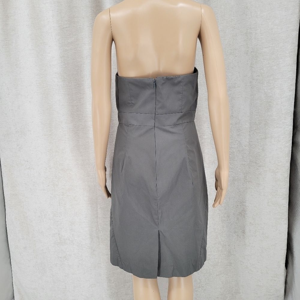 J. Crew Basic Gray Cotton Strapless Midi Dress Wo… - image 7